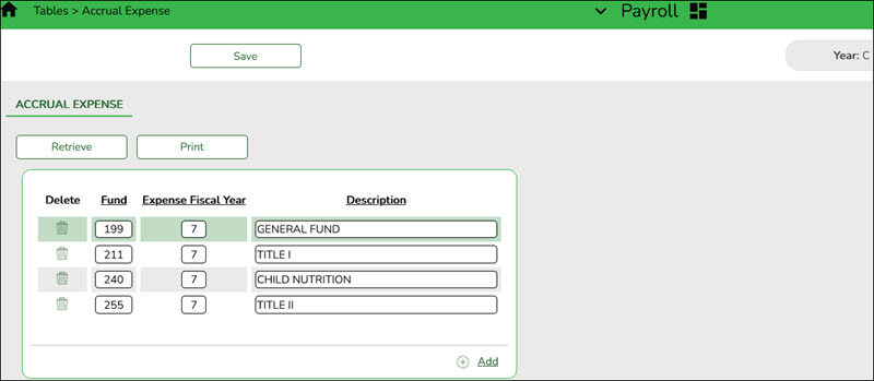 Accrual Expense Page