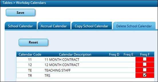 Delete School Calendar Tab