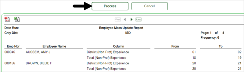 Employee Mass Update Report