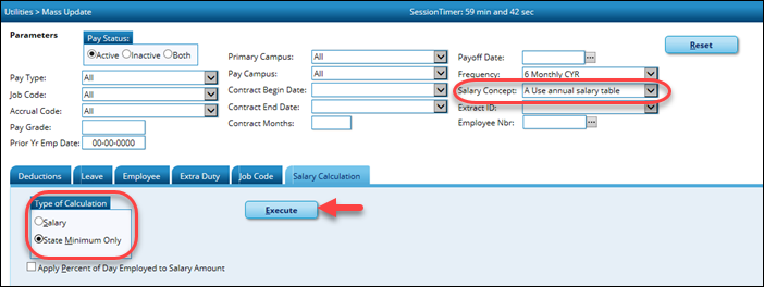 Mass Update Salary Calculation Tab