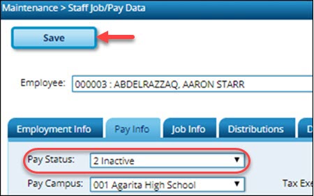 Pay Info Tab With Highlighted Pay Status