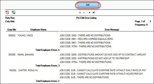 Pre Edit Error Listing Report