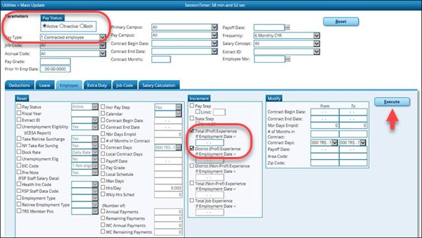 Mass Update Employee Total Professional Experience