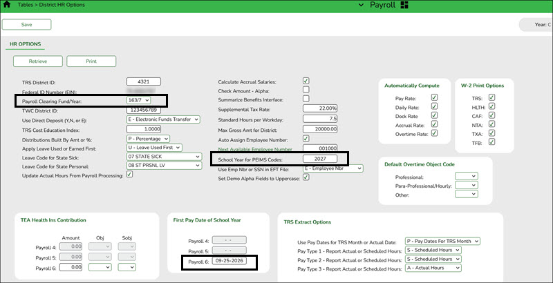 District HR Options Page