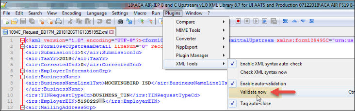 AIR File Notepad Validation