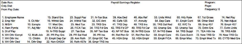 YTD Payroll Earnings Register