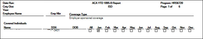 Sample ACA 1095 YTD Report
