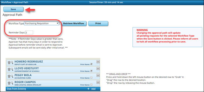 District Administration Workflow Approval Path