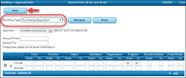 District Administration Workflow Approval Rules