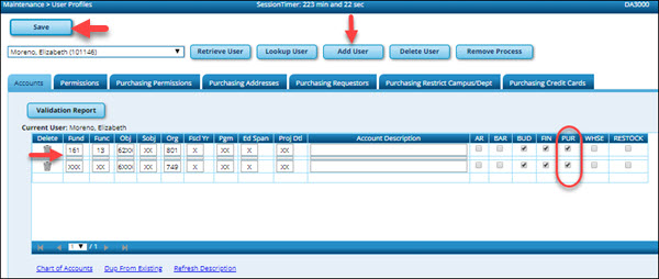 District Admin User Profile Accounts Tab