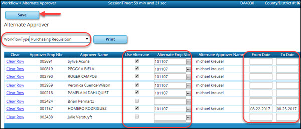 District Administration Workflow Alternate Approvers