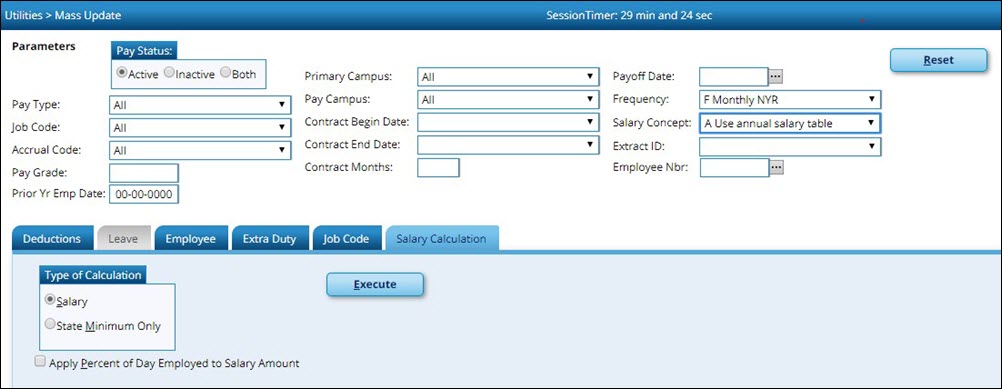 Salary Calculation Tab