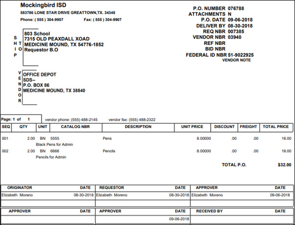 Sample Of Printed Purchase Order Copy