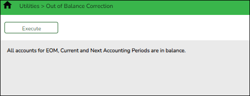 Out of Balance Correction