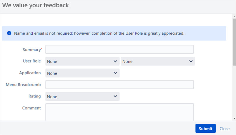 We Value Your Feedback Window