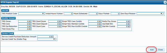 TRS Processing Add A RP Record