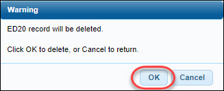 TRS Processing Maintenance Delete A Row Message