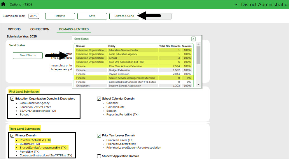 Domains & Entities Page