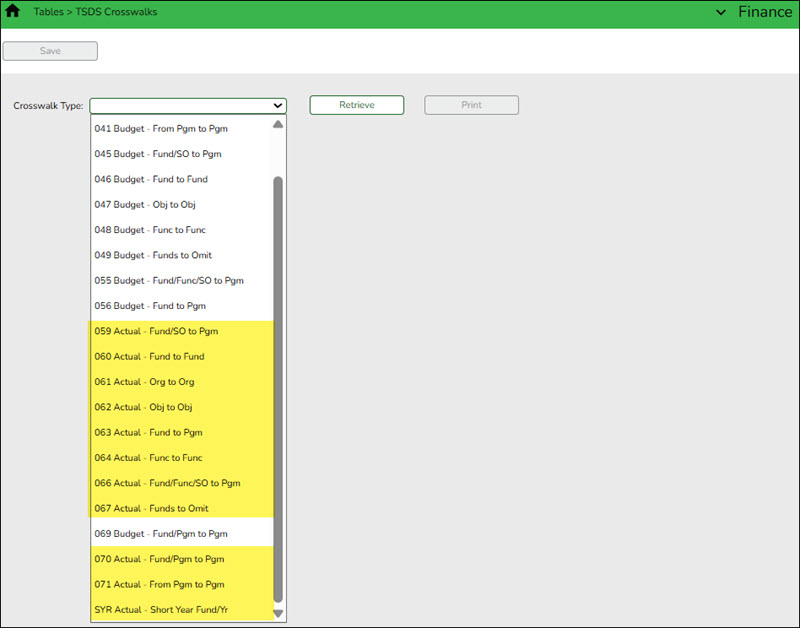 TSDS Crosswalks Page