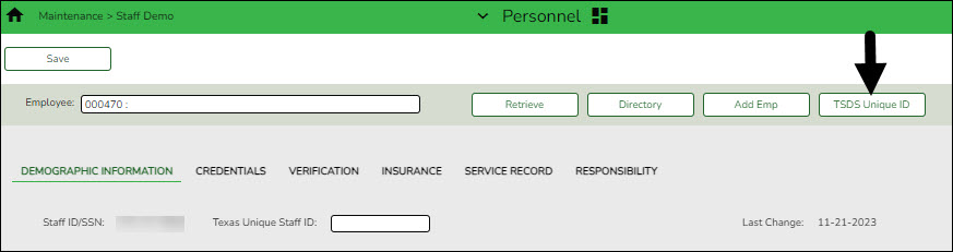 Staff Demo Unique ID