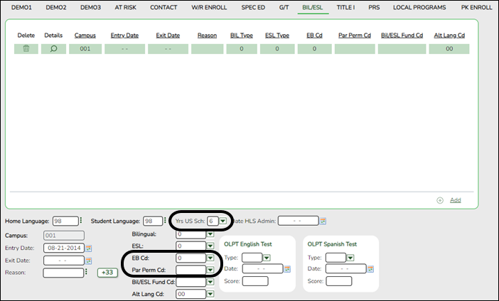 Bil/ESL tab