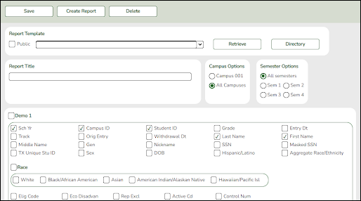 Create Grade Reporting Report - Demo1