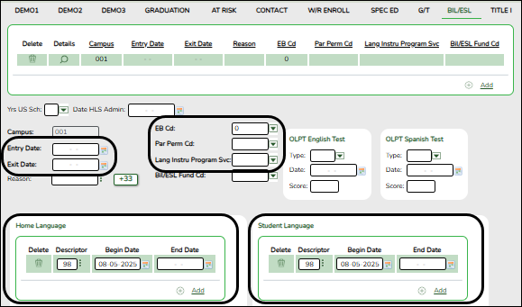 Registration Bilingual ESL page
