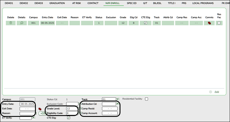 Registration WR Enroll page