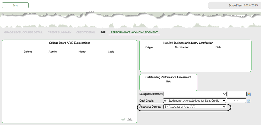 Graduation Plan Performance Acknowledgement in the (Previous School Year)