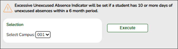 Registration Utilities Set excessive unexcused absences indicator page
