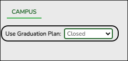 Graduation Plan > Maintenance > StudentPortal > Campus Options page showing StudentPortal disabled