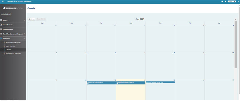 EmployeePortal Calendar