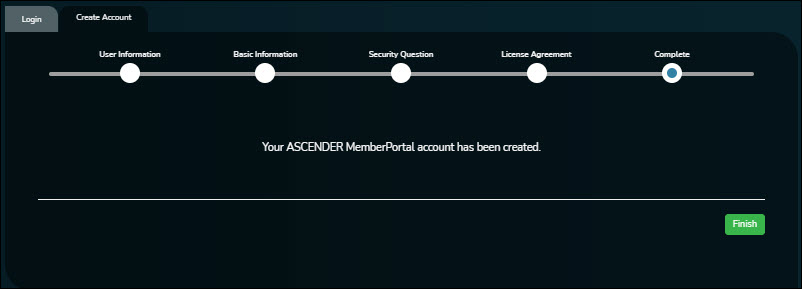 Finish Create Account