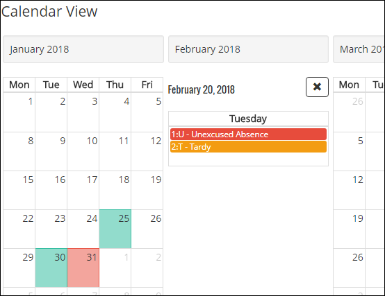 Attendance Calendar Date