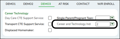 snippet of Demo3 tab with CTE field highlighted