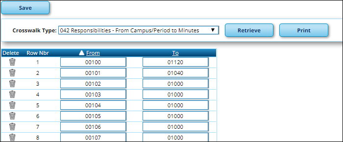 snippet of Crosswalk page showing A/B bell schedule example