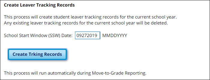 Create Leaver Tracking Records utility page