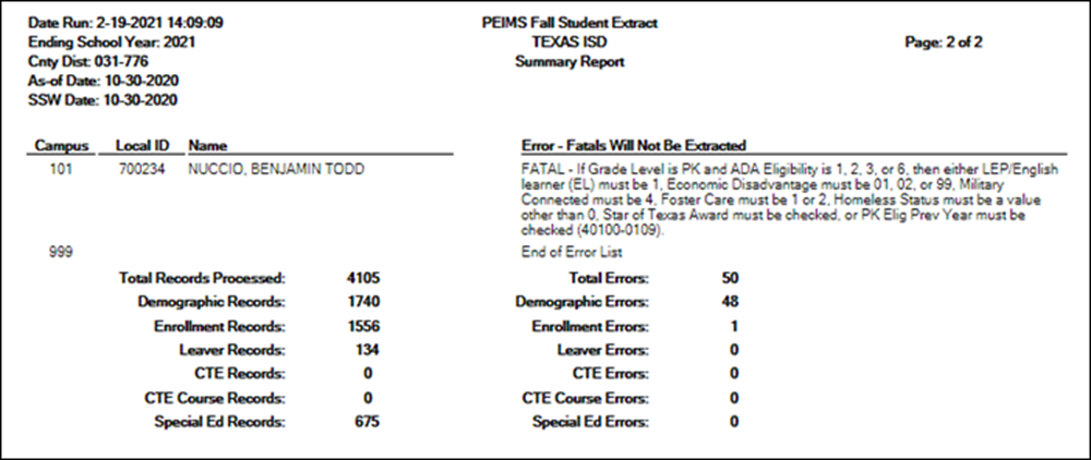 Stu Fall Error Summary - Final page