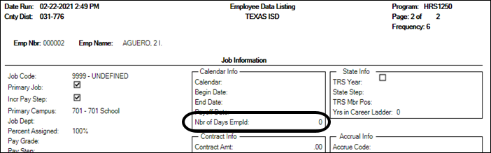 HRS1250 - Employee Data Listing report - page 2