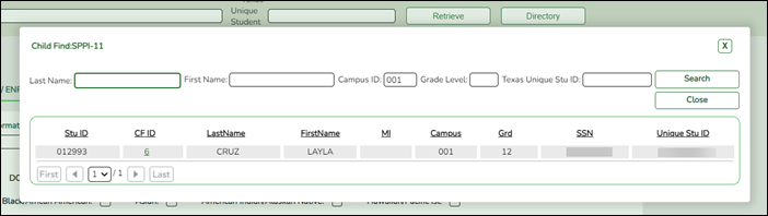 Child Find Directory with enrolled student