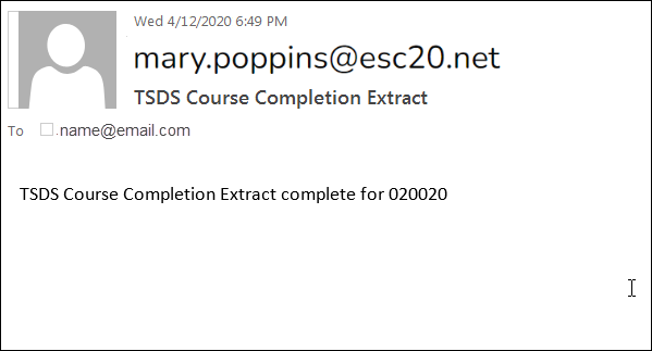 Sample email message for Course Completion