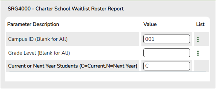 Charter School Waitlist Roster Report